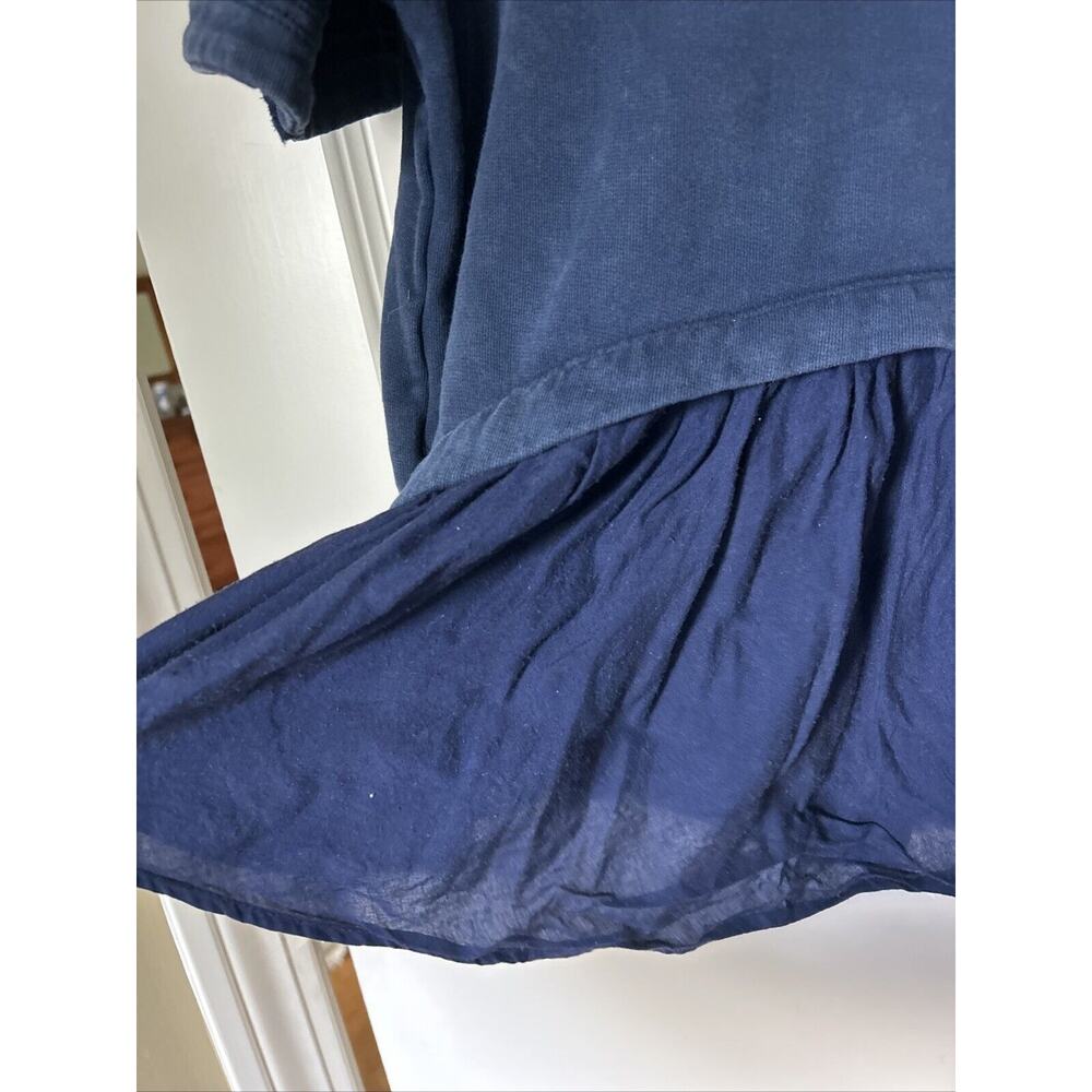 SATURDAY SUNDAY BLUE HUESCA PIECED SHORT SLEEVE TOP cotto KNIT Embroidered SZ L - Picture 7 of 11